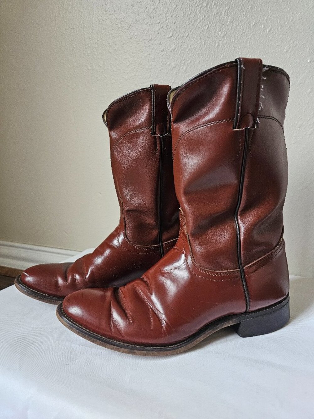 Laredo Vintage Style Brown Burgundy Leather Cowgirl Boots Size 7